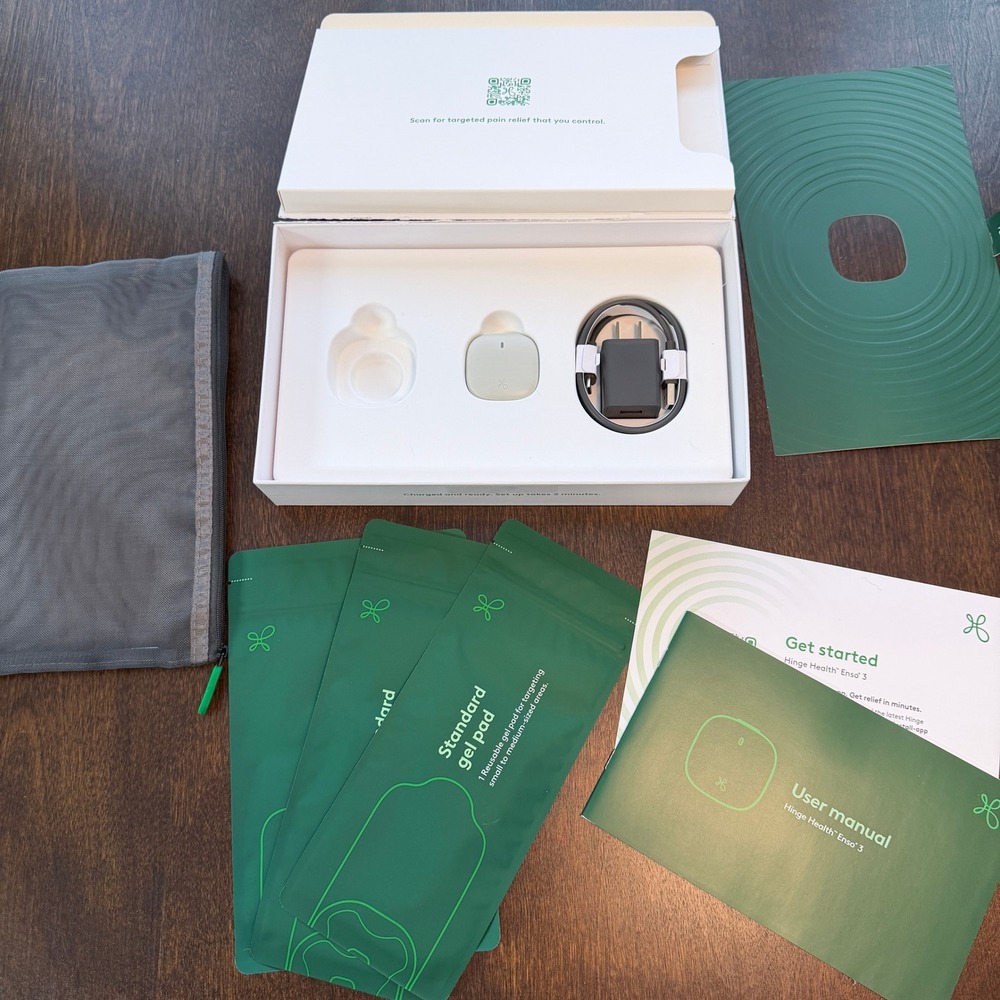 Hinge Health Enso 3 Wireless Pain Relief Device Kit Missing Dock FCC 2AQLG-ENSO3